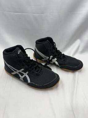 ASICS Matflex 5 GS Youth Wrestling Shoes C545N Black Silver Size 4